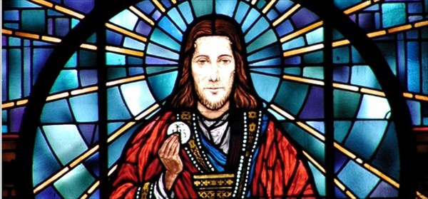 Stained glass art of Jesus at Calvary Episcopal Church