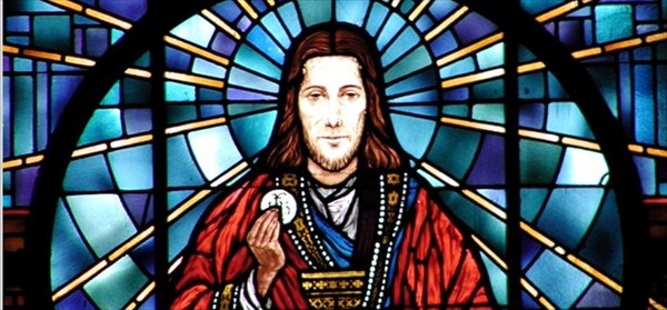 Stained glass art of Jesus at Calvary Episcopal Church